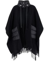Herno - Poncho High-Neck Wool And Nylon Coat - Lyst