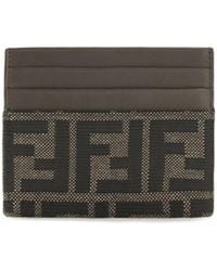 Fendi - Ff Jacquard And Leather Card Holder Polyester; Cotton Wallet - Lyst