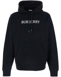 Burberry - Hoodie With Lettering Logo, Cotton Sweatshirts - Lyst