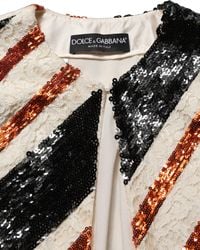 Dolce & Gabbana - Multicolor Stripe Sequin Duster Coat Jacket - Lyst