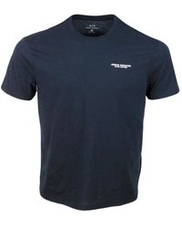 Armani - Short-sleeved Crew-neck T-shirt In Stretch Cotton Jersey With Logo Lettering On The Chest - Lyst