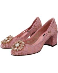 Dolce & Gabbana - Taormina Lace Crystal Pumps Pastel Shoes - Lyst