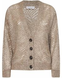 Brunello Cucinelli - Light Dazzling Abstract Leaf Cardigan - Lyst