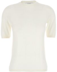 Max Mara - Crewneck Wool Sweater With Short Sleeves Virgin Tops - Lyst