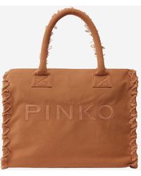 Pinko - Shopper Bag Cotton Handbags - Lyst