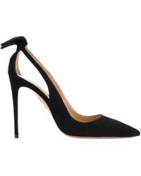 Aquazzura - Bow Tie 105 Suede Pumps - Lyst