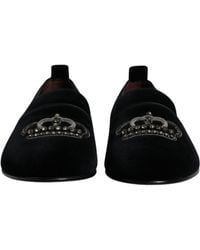 Dolce & Gabbana - Velvet Crystal Crown Loafers Shoes - Lyst