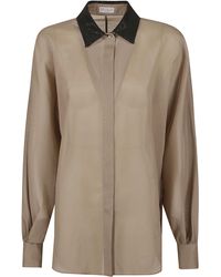 Brunello Cucinelli - Embellished Collar Shirt - Lyst