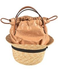 Maison Margiela - Weaved Hat Detail Drawstringed Bucket Bag - Lyst