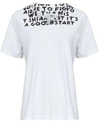 MM6 by Maison Margiela - V-Neck T-Shirt With Stamp-Effect Graphic Print - Lyst