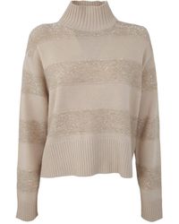 Brunello Cucinelli - Wool Silk Blend Turtleneck Sweater Clothing - Lyst