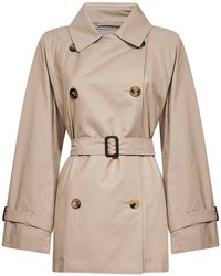 Max Mara - Sand Mtccalle Short Double-Breasted Trench Coat - Lyst