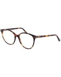 Tom Ford - Eyeglasses Round Full Rim, Havana Frame And Clear Demo Lenses Lens Ft5742-B053 - Lyst