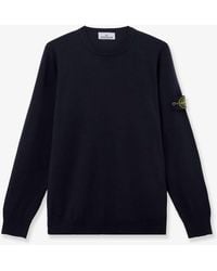 Stone Island - Wool Sweater With Side Logo Patch - Lyst