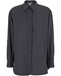 Twinset - Shirt With Classic Collar And Logo Plaque On The Rear - Lyst