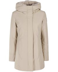 Woolrich - Logo-Patch Zip-Up Padded Coat - Lyst