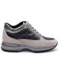 Hogan - Interactive Allacciato Metallic-Panel Suede Sneakers - Lyst
