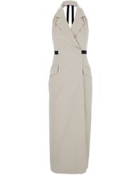 Max Mara - Dress With Notched Lapels And Open Back — Cotton - Lyst