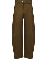 Max Mara - Khaki Stretch Canvas Mxmadorni Barrel-Leg Trousers - Lyst