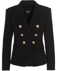 Balmain Gold Buttons Blazer Jacket - Black