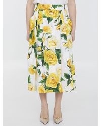 Dolce & Gabbana - Rose-Print Skirt - Lyst