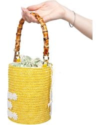 VIP【送料関税込】LA MILANESA LOVE STRAW BUCKET BAG La Milanesa Love Straw Bucket Bag in Yellow | Lyst
