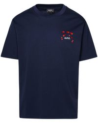 A.P.C. - Blue Cotton T-shirt - Lyst
