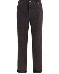 Brunello Cucinelli - Brown Cotton Casual Pants - Lyst