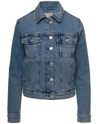 FRAME - Light E Vintage Denim Jacket With Patch Pockets In Cotton - Lyst