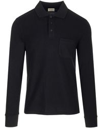 Saint Laurent - Black Polo Shirt In Cotton Pique - Lyst