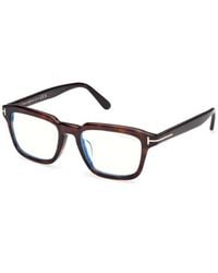 Tom Ford - Eyeglasses Full Rim, Dark Havana Frame And Clear--Light Block Lenses Lens Ft6032-F-B052 Sunglasses - Lyst