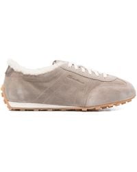 Santoni - Suede And Shearling Sneakers - Lyst