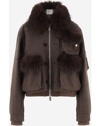 Sacai - Wool Jacket With Faux Fur Inserts - Lyst