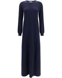 Malo - Long Cashmere Crewneck Dress Kashmir/Capra Hircus - Lyst