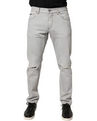 Dolce & Gabbana - Light Ripped Cotton Regular Denim Jeans Clothing - Lyst