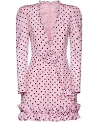Alessandra Rich - Polka Dot Print Silk Mini Dress - Lyst