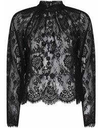 Self-Portrait - Lace Long-Sleeved Blouse - Lyst