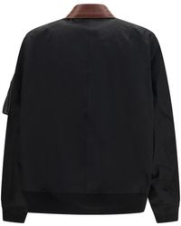 Sacai - Cotton Bomber Jacket With Leather Details - Lyst