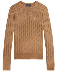 Ralph Lauren - Polo Cable-Knit Crew-Neck Sweater Camel - Lyst