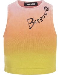 Barrow - Multicoloured Knitted Crop Top With Degradé Effect - Lyst