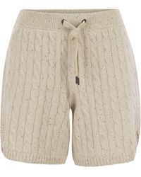 Brunello Cucinelli - Cotton Knit Shorts With Sequins - Lyst