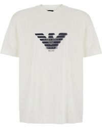 Emporio Armani - T-Shirt Multilogo Cotton Lyocell T-Shirts - Lyst