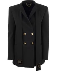 Elisabetta Franchi - Double-Breasted Crêpe Jacket With Scarf - Lyst