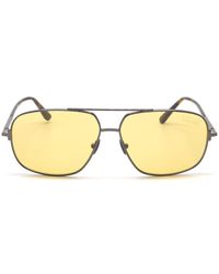 Tom Ford - Sunglasses Aviator Full Rim, Shiny Gunmetal Frame And Lens Ft109608E - Lyst