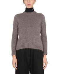 Raf Simons - Mohair Crewneck Sweater With Patch Logo - Lyst