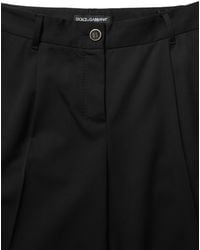 Dolce & Gabbana - High Waist Straight Dress Trouser Pants Virgin Wool Silk Elastane - Lyst