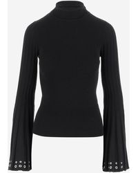 Blumarine - High Neck Sweater With Flared Sleeves - Lyst