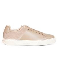 Ferragamo - Leather And Suede Clayton Low-Top Sneakers - Lyst