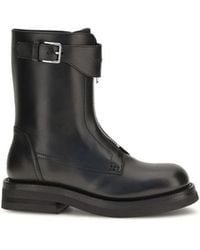 McQueen - Calf Leather Bos Taurus Lace-Up Boots - Lyst