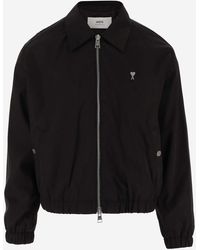 Ami Paris - Technical Fabric Jacket With Logo - Lyst